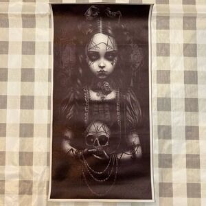 Creepy Horror‎ Halloween Movie Girl Holding Skull Unframed Picture 8”x16”
